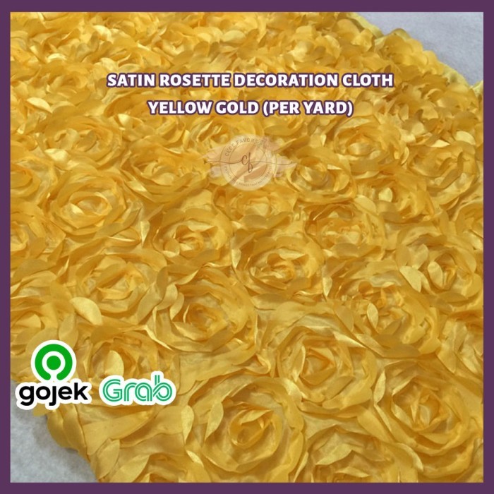 Open DS] Kain Backdrop Taplak Meja Satin Rosette Decoration Cloth - Yellow Gold