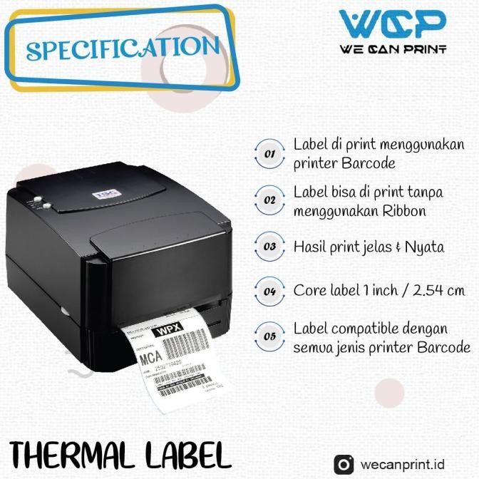 

STIKER LABEL THERMAL 80 X 120 MM KERTAS THERMAL 80X120 MM 500 PCS