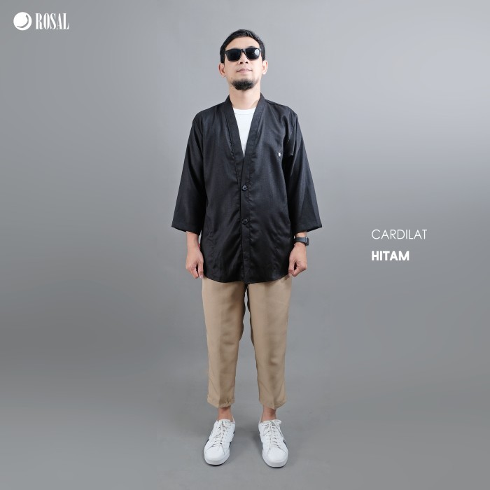 [BISA KIRIM LANGSUNG ] CARDIGAN KIMONO BLAZER PRIA DEWASA BAHAN TEBAL UKURAN M-3XL ORIGINAL - Hitam,