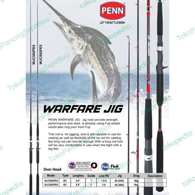 JORAN OH PENN WARFARE JIG 592 PE4 PE5 177CM FUJI NEW 2023 OVERHEAD ROD