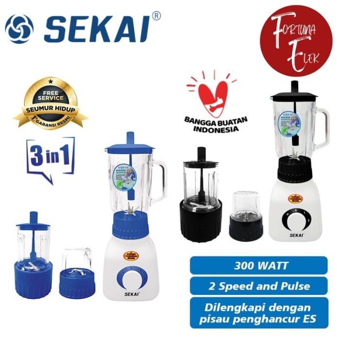 Sekai Blender Kaca 3 In 1 Bl 752 Gl / Bl-752Gl