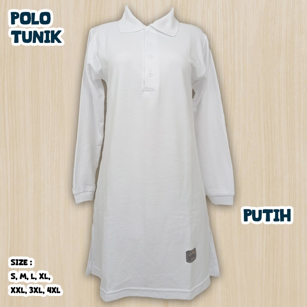 S-XL Kaos Polos Tunik Polo Muslimah Putih Syari/Seragam Olahraga/Haji/Umroh/Kerja/Santai