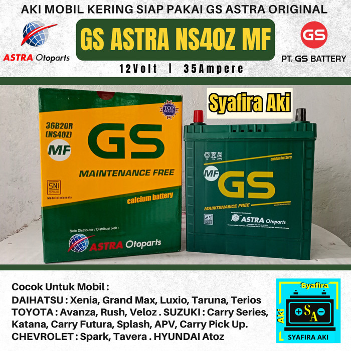 Aki Mobil Daihatsu Granmax Ns40Z /36B20R Gs Astra Mf Aki Kering 35Ah