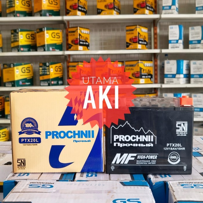 Aki Motor Kering Prochnii Ptx20L 18Ah Moge Motor Besar Harley Jetsky