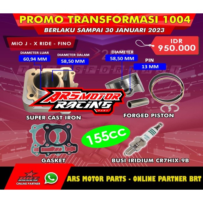 Blok Piston Brt 58.50Mm Jupiter Z1 - Mio J - Fino - Soul Gt - 155 Cc