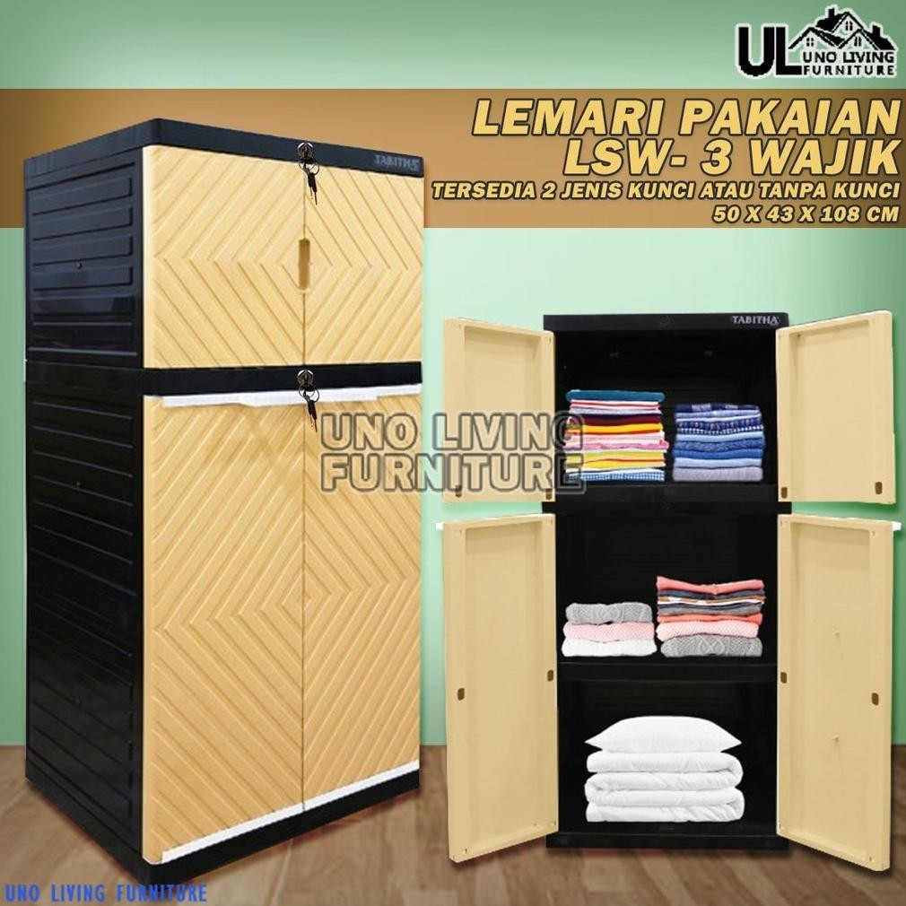 JUMBO Lemari Pakaian Plastik Jumbo Lemari 3 Susun LS2P Tabitha Wajik 3 Susun LSW LEMARI PAKAIAN MINI