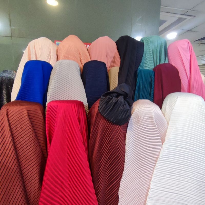 kain plislet saten - bahan crepe pleats - Rok pleats - kain plisket tebal - kain plisket premium