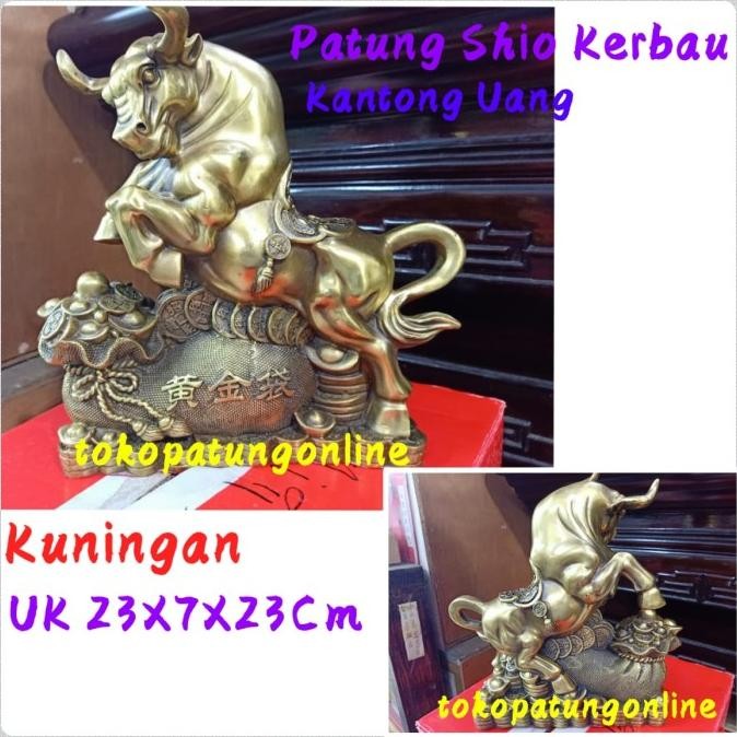 

Ready Patung Shio Kerbau Fengshui Kuningan Motif Kantong Uang 21A