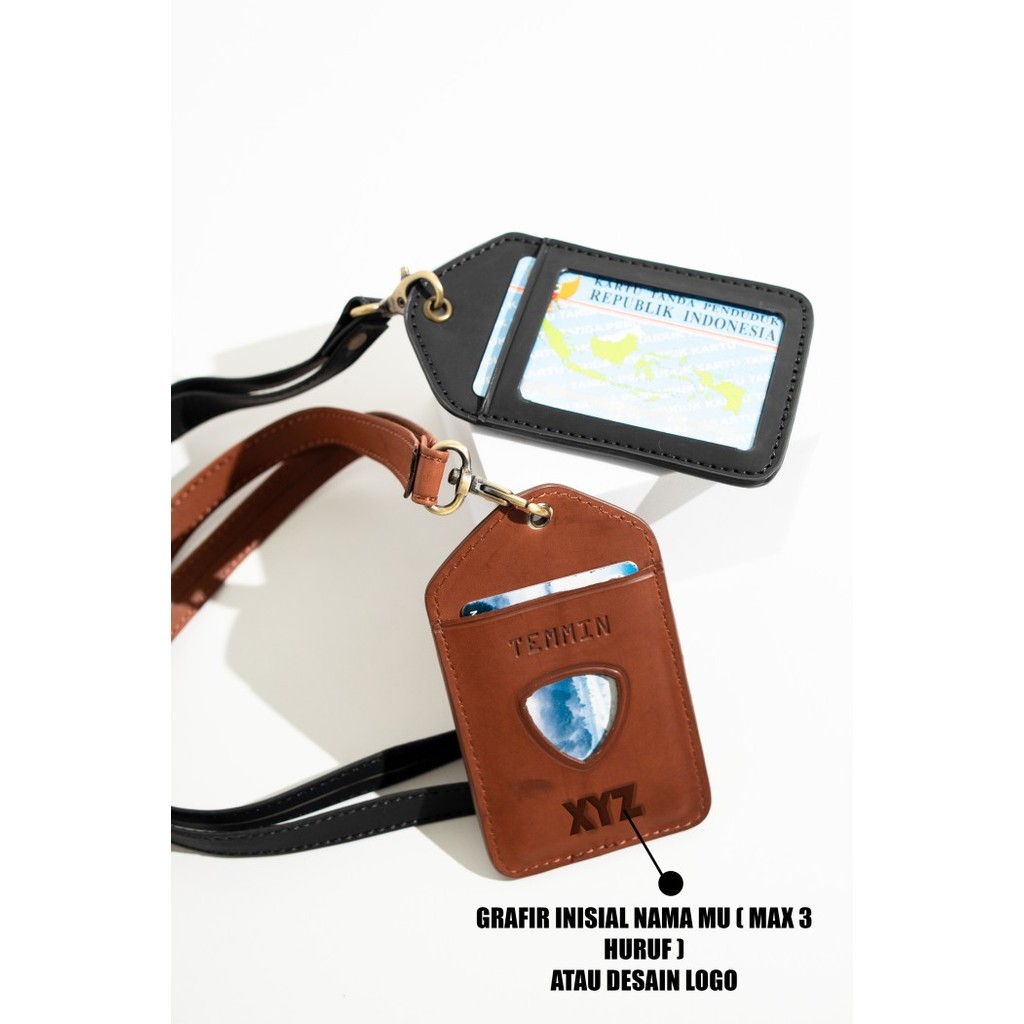 

Andra - Charles Id Card Holder Leather - Kalung Kartu Nama Name Tag Dark Blue