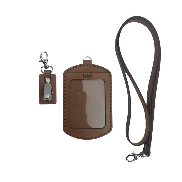 

Andra - Urban Creative Name Tag Card Holder Front Id Lanyard Oval Bahan Kulit Sapi Free Desain