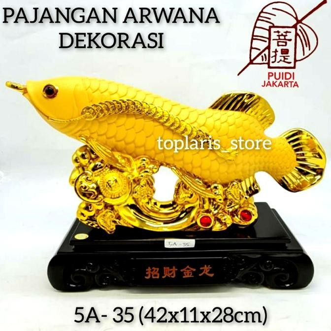 

Ready PATUNG IKAN ARWANA IMPORT PASIR EMAS FIBER BERAT 5A-35
