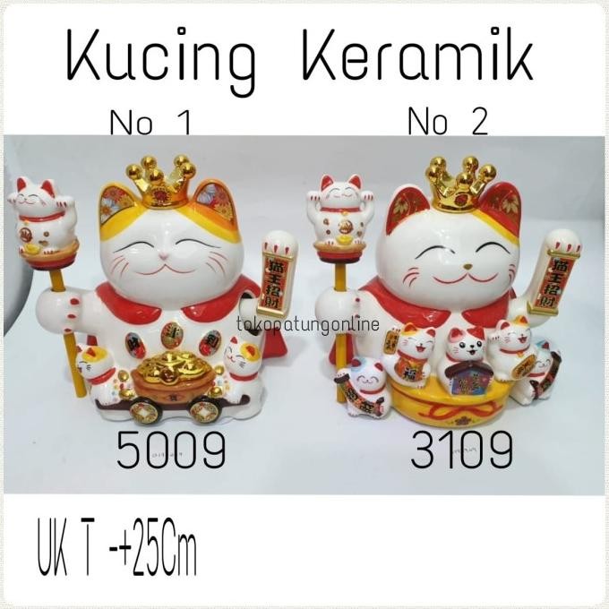 

Ready Kucing Maneko Neki Keramik Jumbo 21A Mahkota