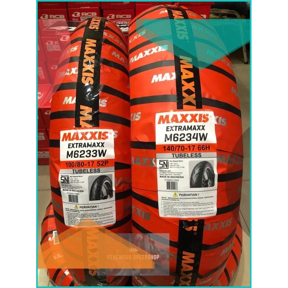 Ban Maxxis Extramaxx Ukuran 100/80-17 dan 140/70-17 (Tubeless) Standar