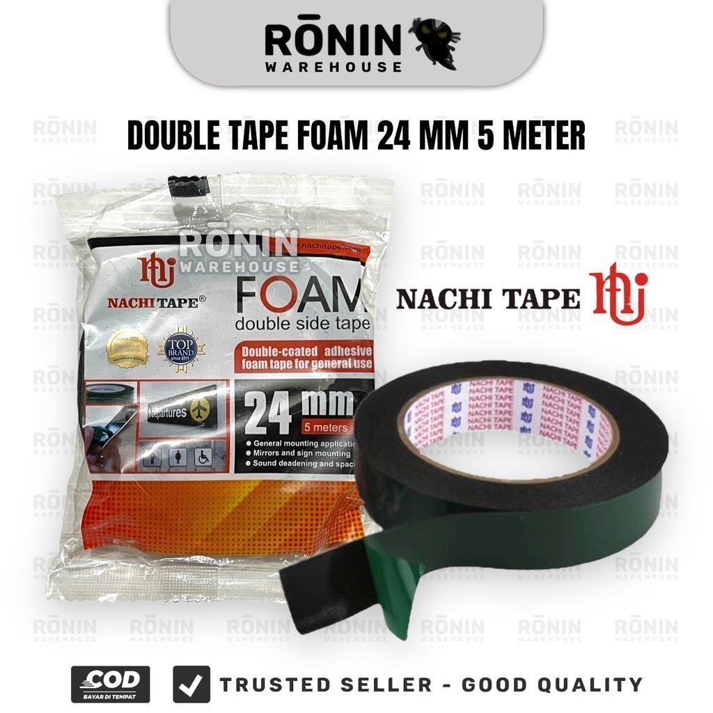 

NACHI Isolasi Double Tape Foam 24 mm x 5 m Ijo Hijau Lakban Bolak Balik