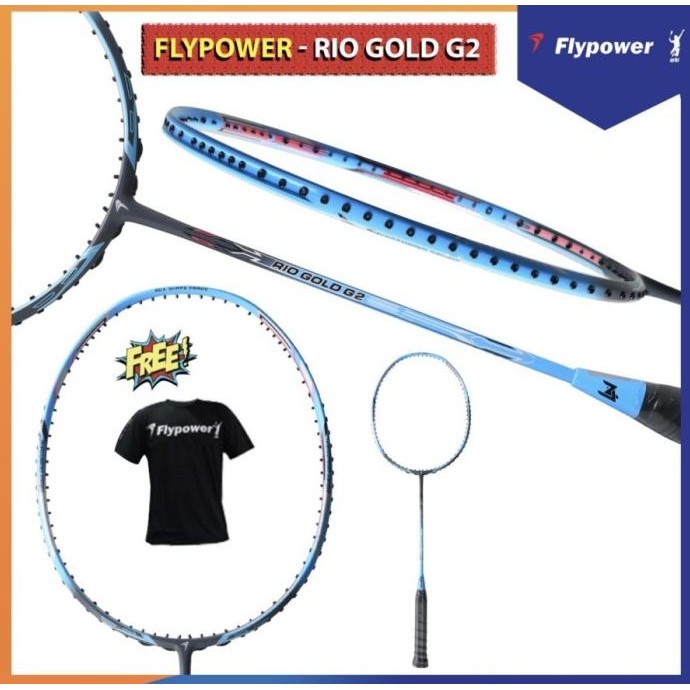 Tersedia Raket Badminton FLYPOWER RIO GOLD G2 Free Kaos Original