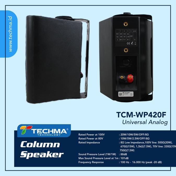 TECHMA Universal Column Speaker 20 Watt Low or High Impedance