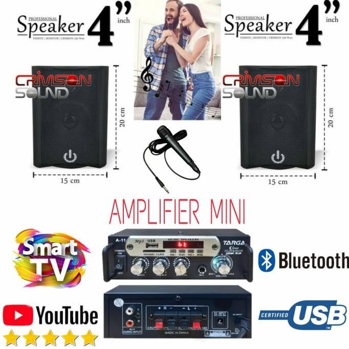 Karaoke Set / Ampli Mini Bluetooth / Speaker 4 Inch / Karaoke Youtube