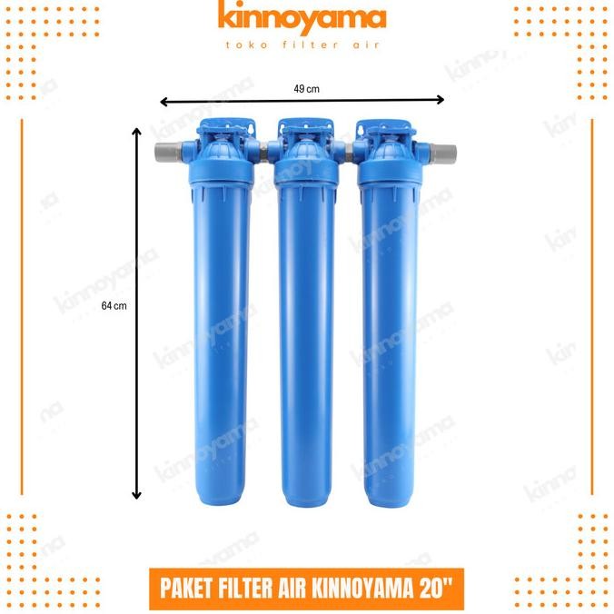 Paket Housing Filter Air Sumur Bor 20 Inci 3 Tabung / Saringan Air Toren PDAM Keruh Bau Berpasir [te