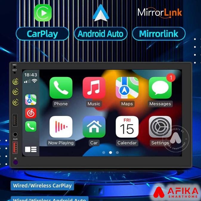 BEBAS ONGKIR - Head Unit Mobil Android Auto Apple CarPlay Double DIN Bluetooth AUX