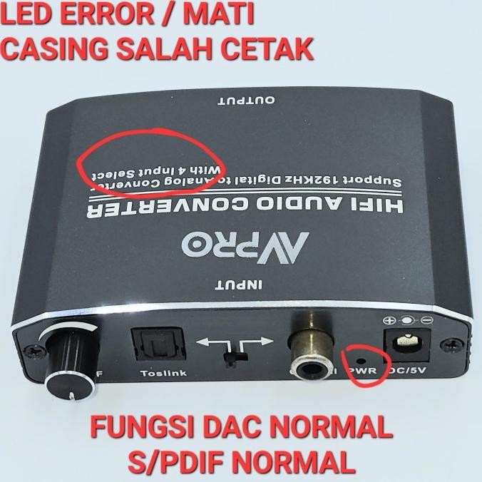 AVPRO AVQ026 Digital to Analog Converter DAC 24/192khz SPDIF Converter