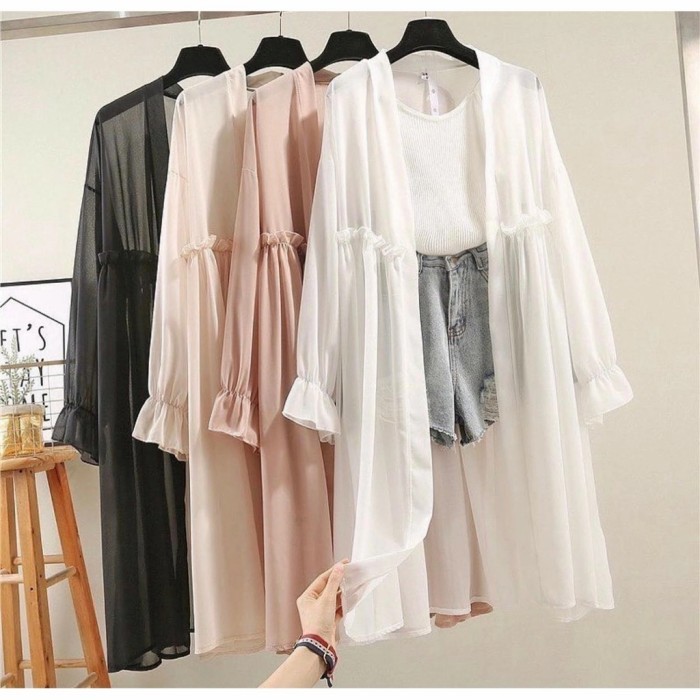 Terbaru ATASAN WANITA/DELAYA/GAMIS WANITA/DRESS/OUTHER MURAH/Gamis wanita - Putih, All Size