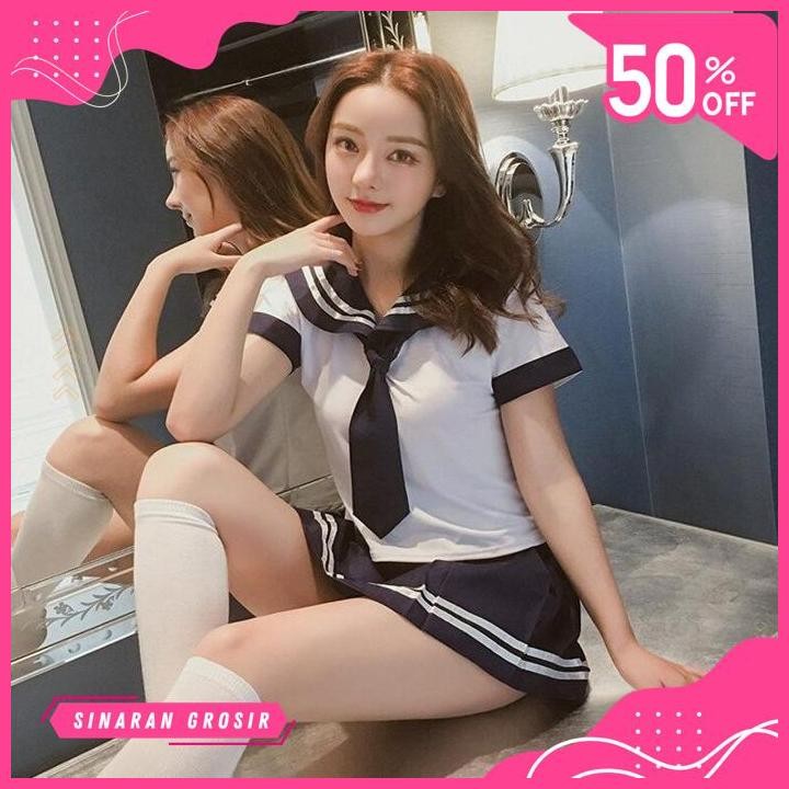 SINAR GROSIR SET LINGERIE SEKSI + ROK + DASI MODEL KOSTUM SEKOLAH JEPANG DISKON 