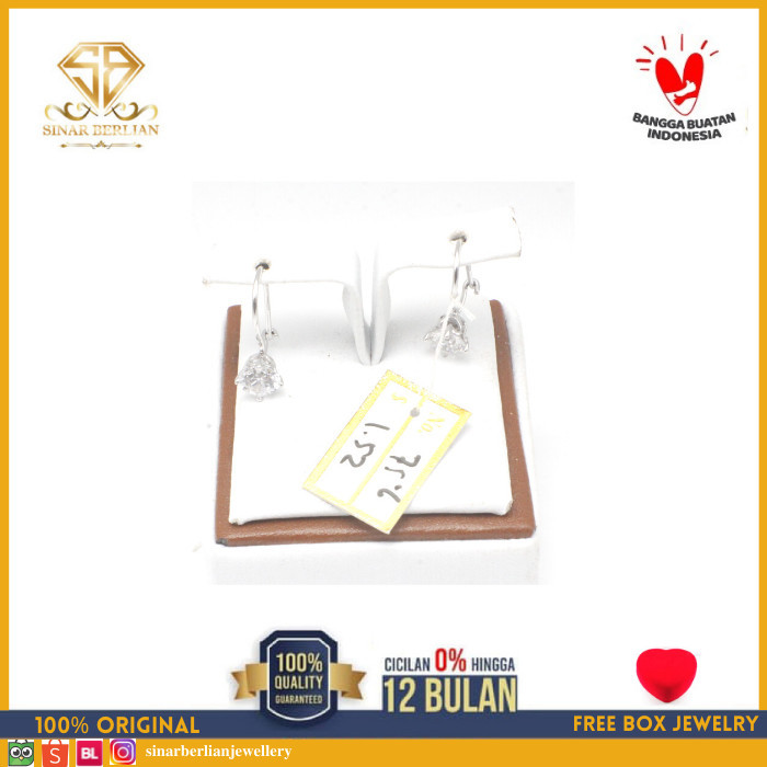 Ready SBJ - Anting emas putih asli 750 emas original Amp 152