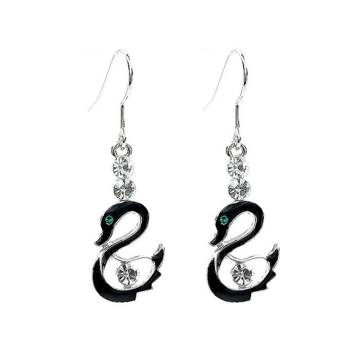Ready Glamorousky Anting Angsa Hitam Kristal Perak