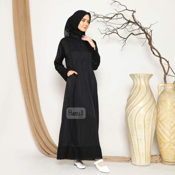 Terjangkau Gamis Umroh Silk Armani Hitam Exclusive Renda Busana Umroh Haji Wanita Muslimah