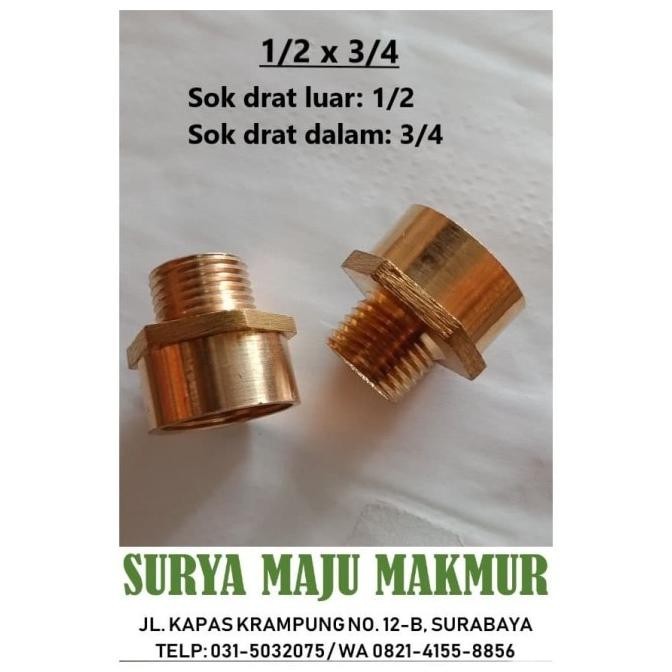 [SMM] VLOK SOK DRAT LUAR DALAM 3/4 X 1/2 KUNINGAN SOCK KERAN KRAN DRAT