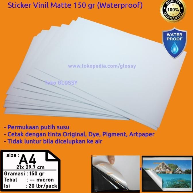

Sale Sticker Vinyl Matte A4 150 Gsm /Stiker Vinil Matte Waterproof