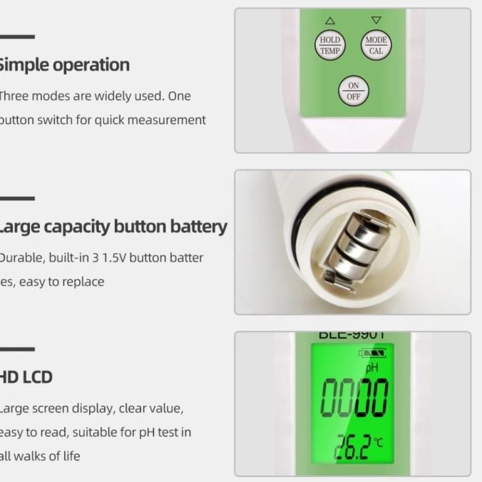 

Terbaru Bluetooth 3 In 1 Ph Tds Suhu Meter Tester Air Digital Ble-9901