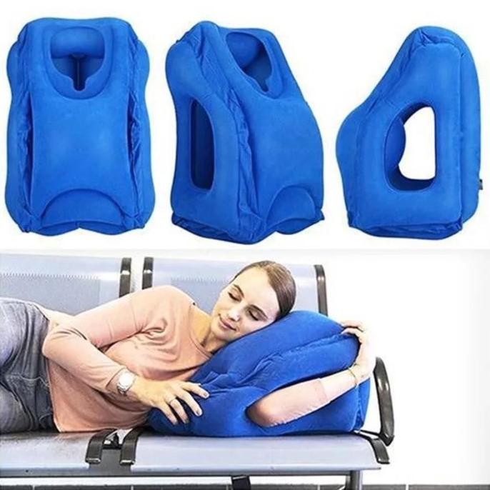 

Terbaru Inflatable Air Cushion Neck Support Pillow Travel Camping Nap - Bantal