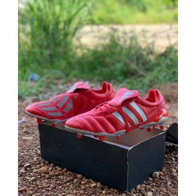 Sepatu Bola Adidas Predator Mania Leather Red Silver FG SUM