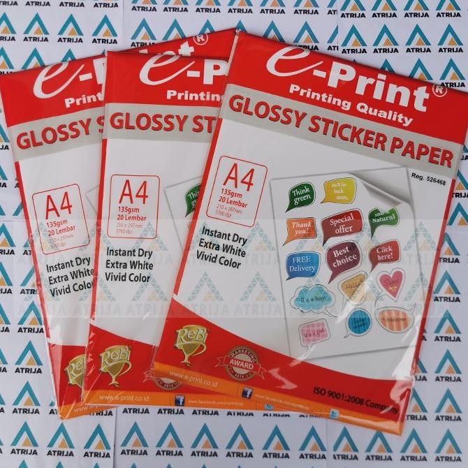 

Sale Kertas Sticker A4 Glossy Sticker Paper E-Print