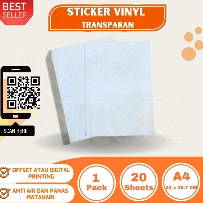 

Sale Sticker Transparan / Stiker Vinyl Transparant A4 20 Lembar