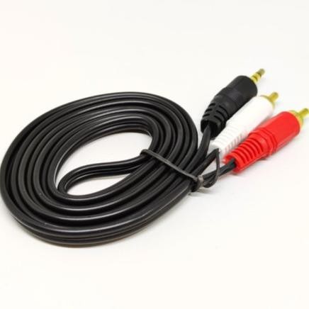 KABEL AUX 2IN1 JACK 3.5MM AUDIO KE RCA 2 IN 1 MALE CABLE SPEAKER TO TV