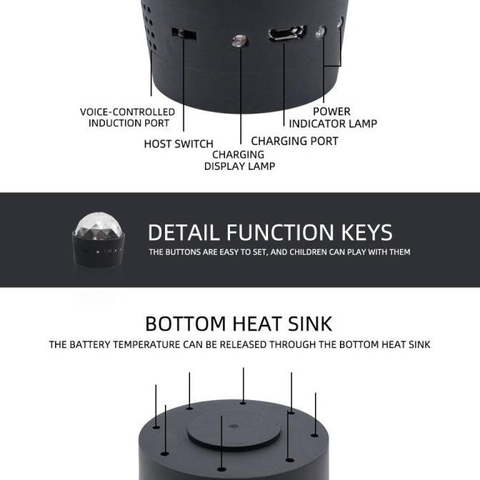 Lampu Disco USB Mini Bola Disko Sensor Music Ambient Mood Light Mobil LA