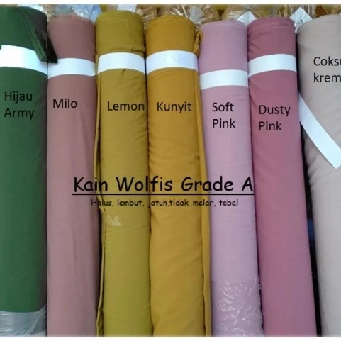 Bahan Kain Woolfis Meteran Wolvis Premium Bahan Baju Gamis Fashion