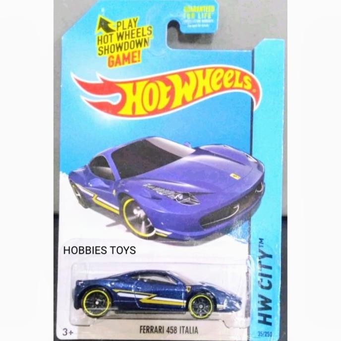 Hot Wheels HW City Ferrari 458 Italia Biru Blue US Card Murah