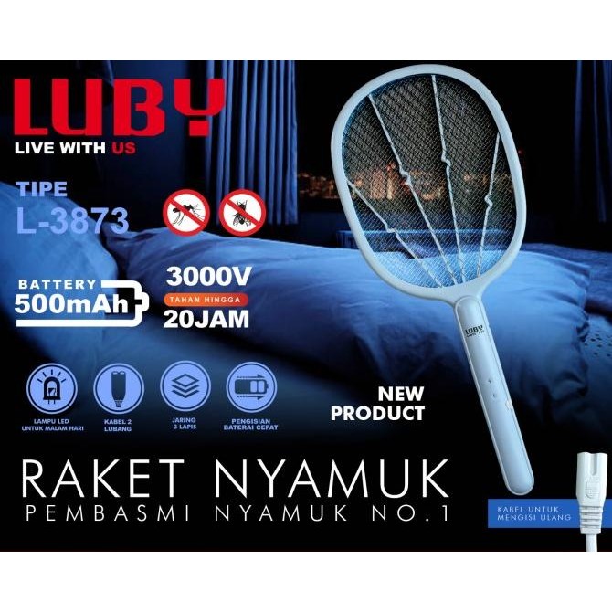 LUBY Raket Nyamuk + Senter  L 3873 Ukuran Sedang Rechargeable