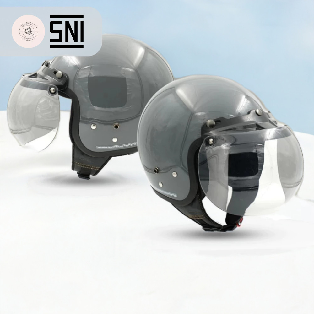 HELM BOGO DEWASA HALF FACE CLASSIC POLOS SNI HDS Helmet Motor Cepol Hijab Wanita Pria