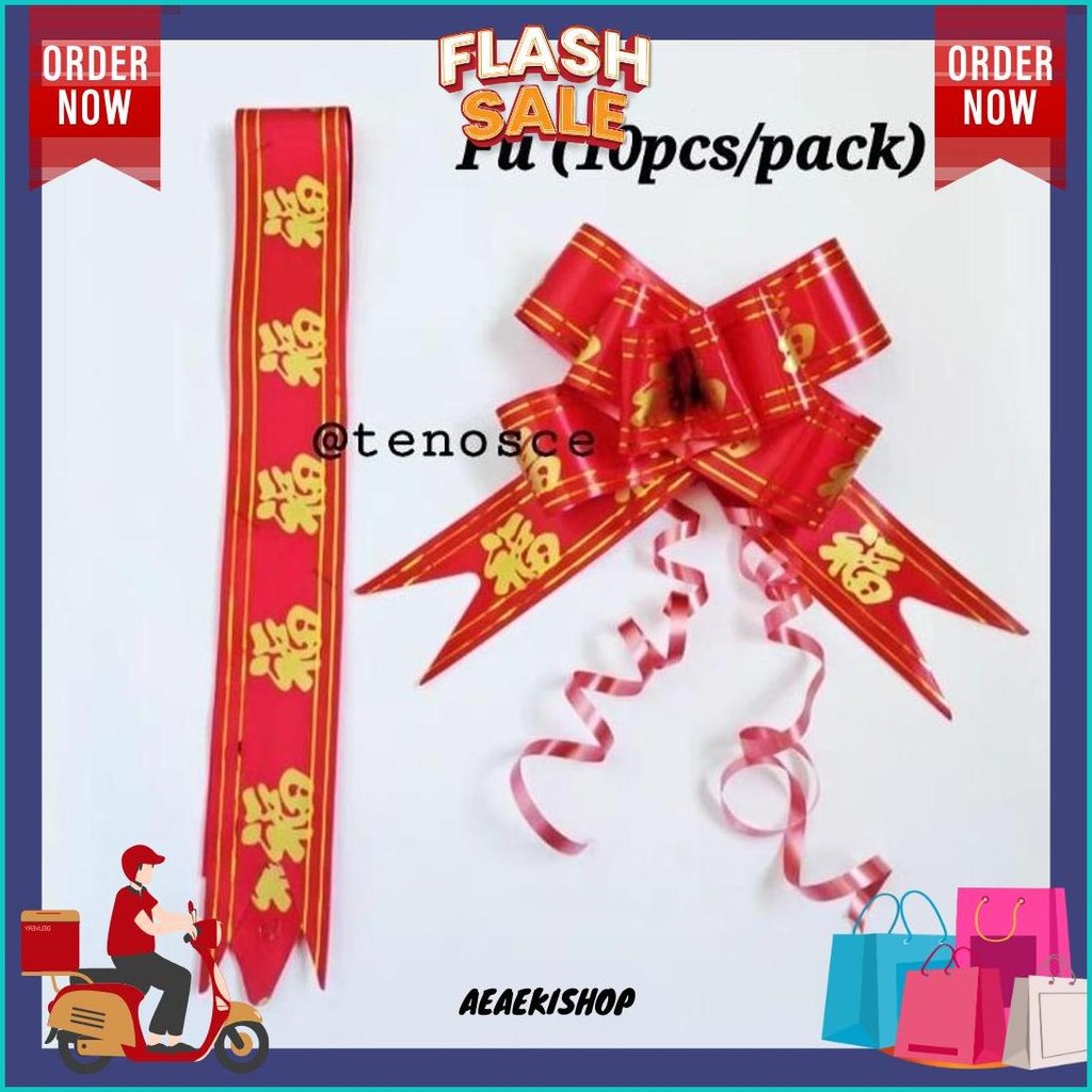 

10Pcs Pita Serut Jumbo Merah Fu Konien Chaisen Sincia Imlek Chinese New Year Souvenir Kado Hampers Dekorasi Sale