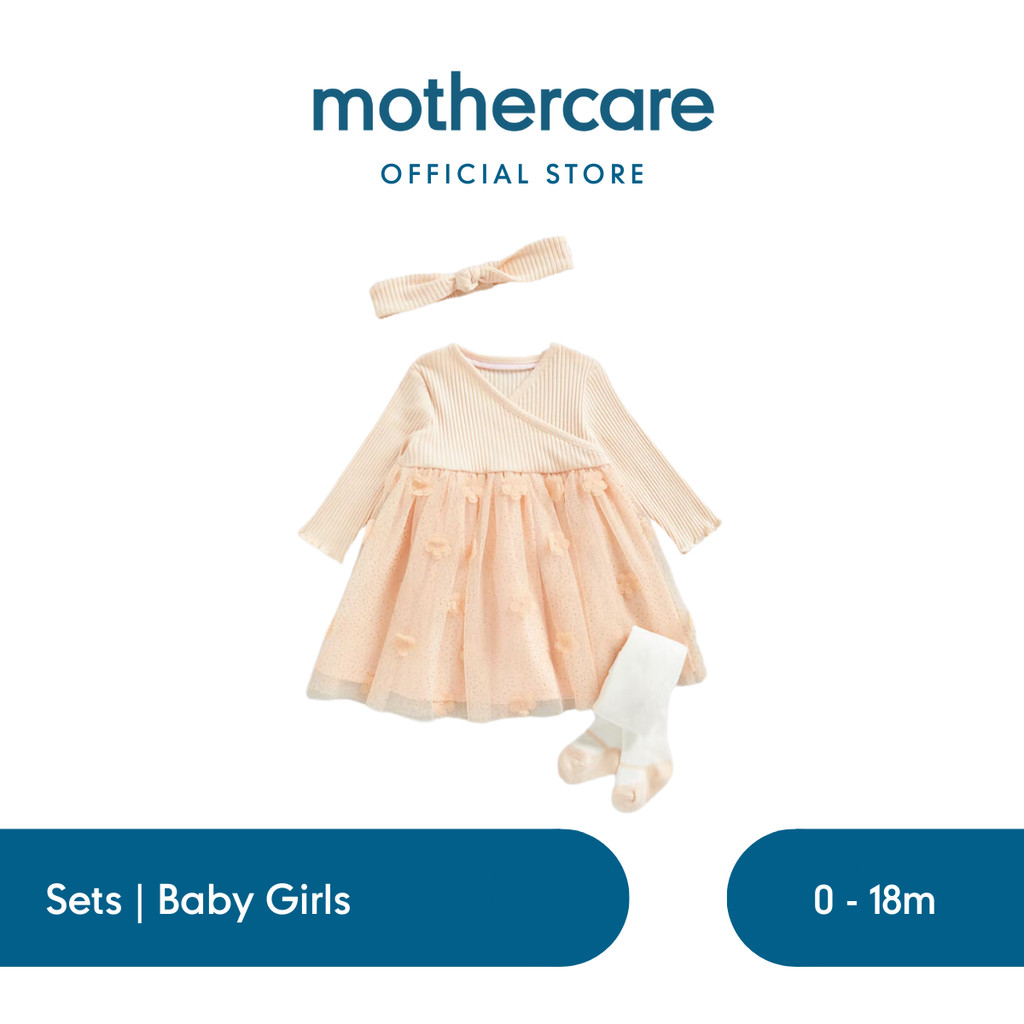 Mothercare Dress, Tights and Headband Set - Dress Bayi Perempuan (Krem)
