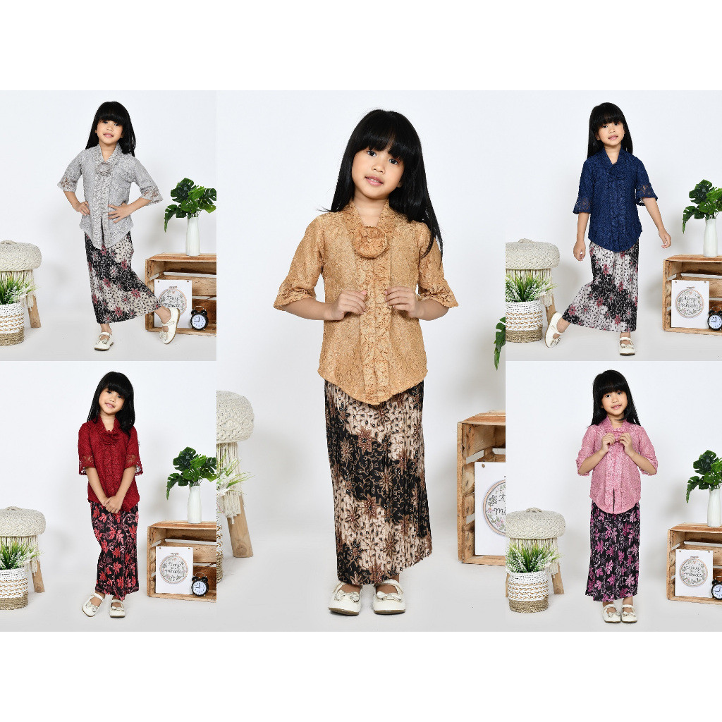 Baju Muslim Anak Setelan Kebaya Brukat Modern ENCIM KID Kebaya Anak Kutu Baru Pesta Kondangan