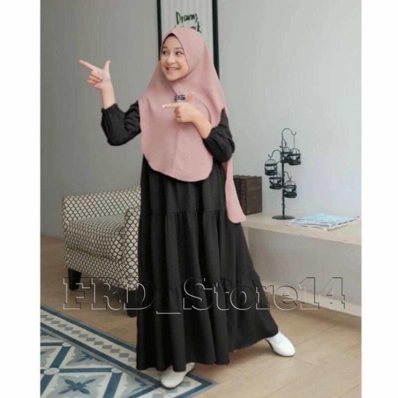 Baju Muslim Anak Baju Gamis Anak Tanggung Perempuan Terbaru Syar'i Viral usia 7-12 th Midi Dress