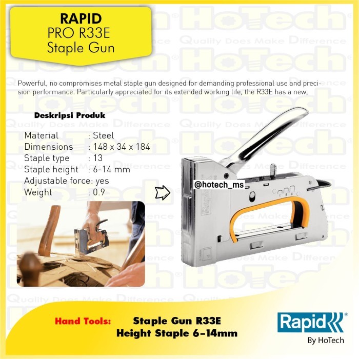 

RAPID R 33 PRO STAPLE GUN R33E Staple Gun