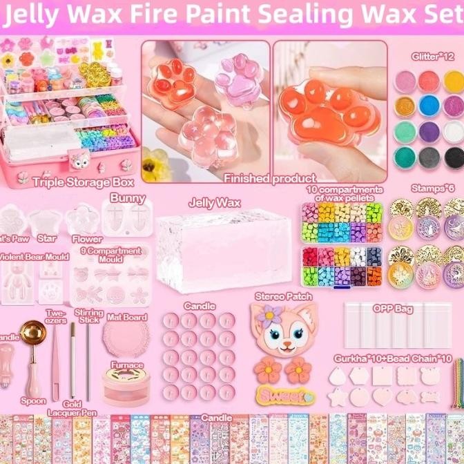 

Baru Jelly Wax Fire Paint Sealing Wax Set Wax Seal Stamp Set Kit Sealing