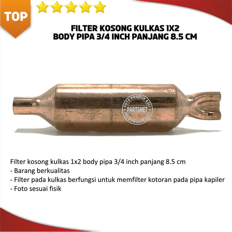 Filter kosong kulkas 1x2 body pipa 3/4 inch panjang 8.5 cm
