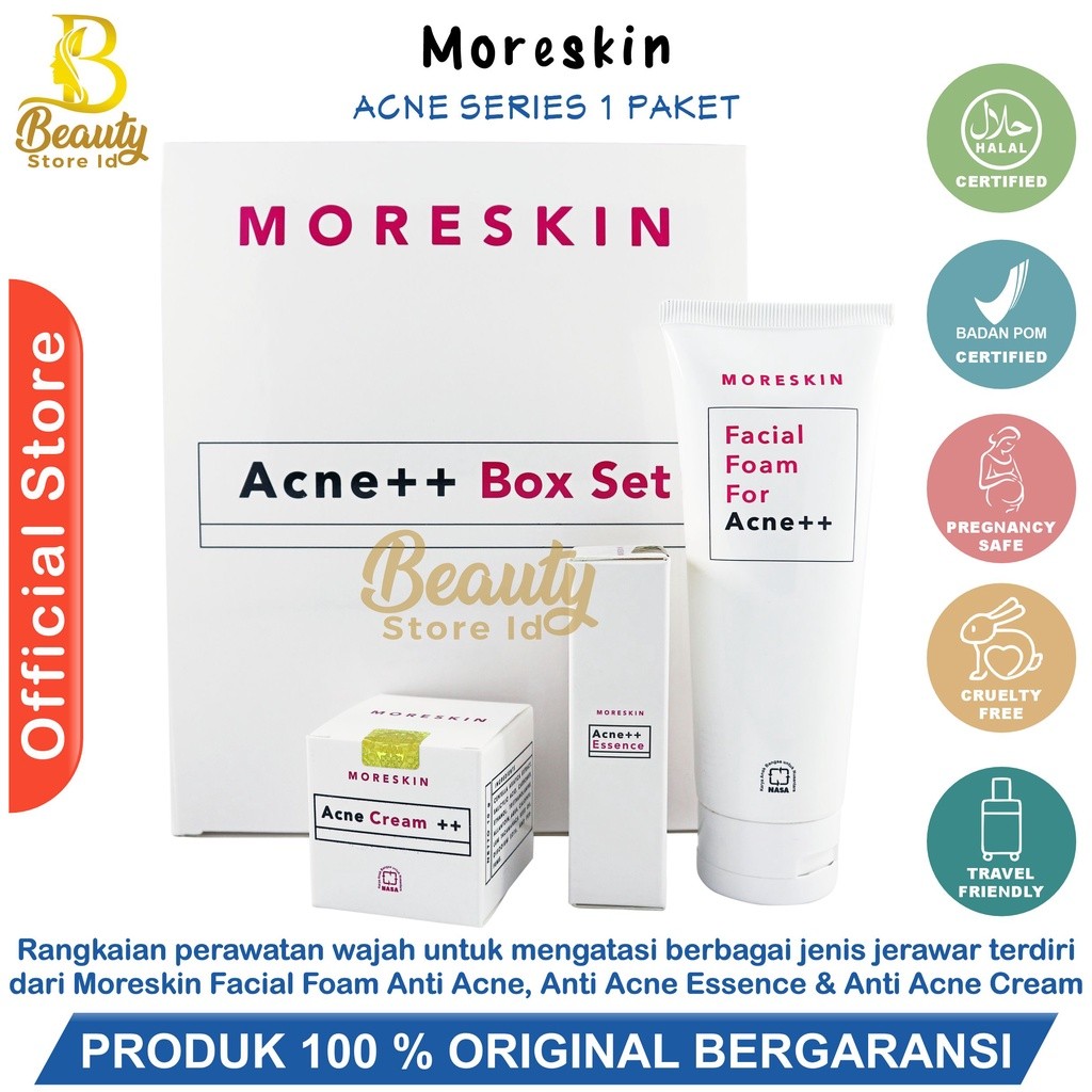 Moreskin Acne++ Box Set Nasa Original Moreskin Anti Acne Ampuh Mengatasi Semua Jenis Jerawat Penghil